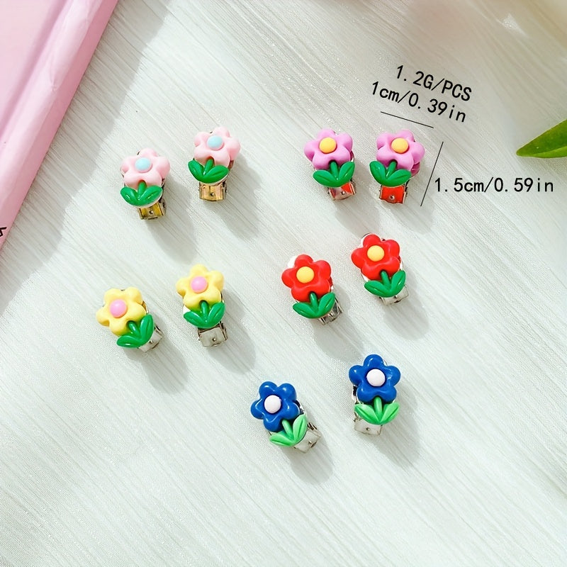 Kids Flower Earrings Princess Accessories
