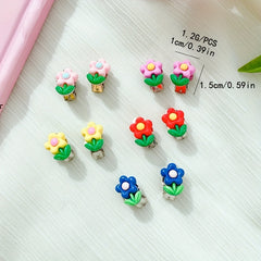 Kids Flower Earrings Princess Accessories