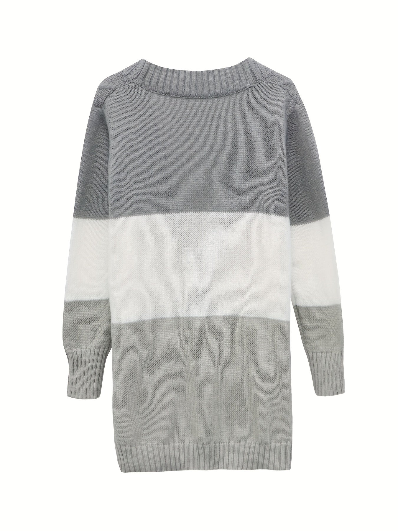 Colorblock Twist Textured Pocket Knitted Cardigan Outwear
