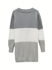 Colorblock Twist Textured Pocket Knitted Cardigan Outwear
