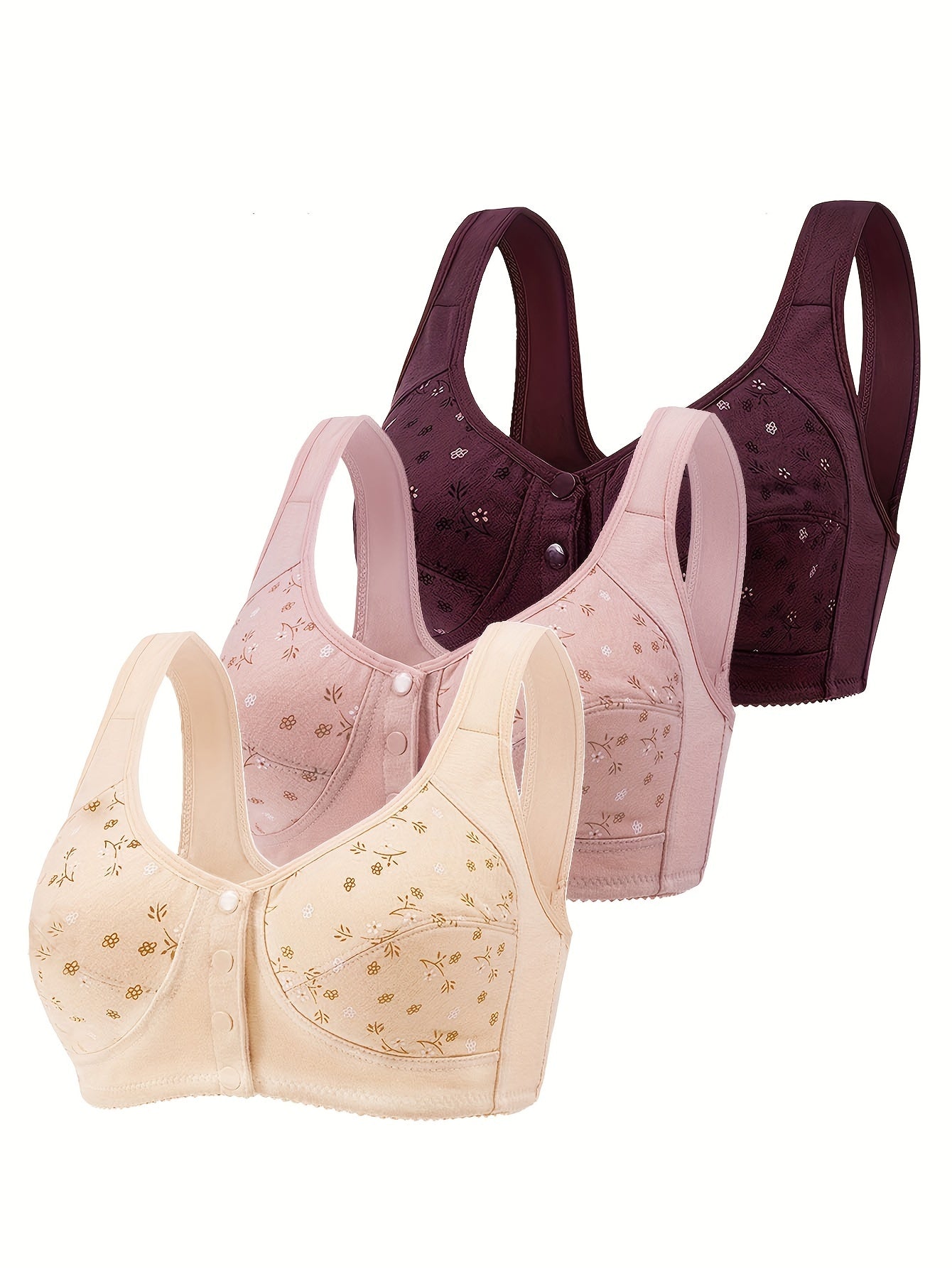 3pcs Wireless Bras Full Coverage Bra Women's Lingerie