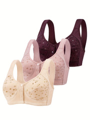 3pcs Wireless Bras Full Coverage Bra Women's Lingerie