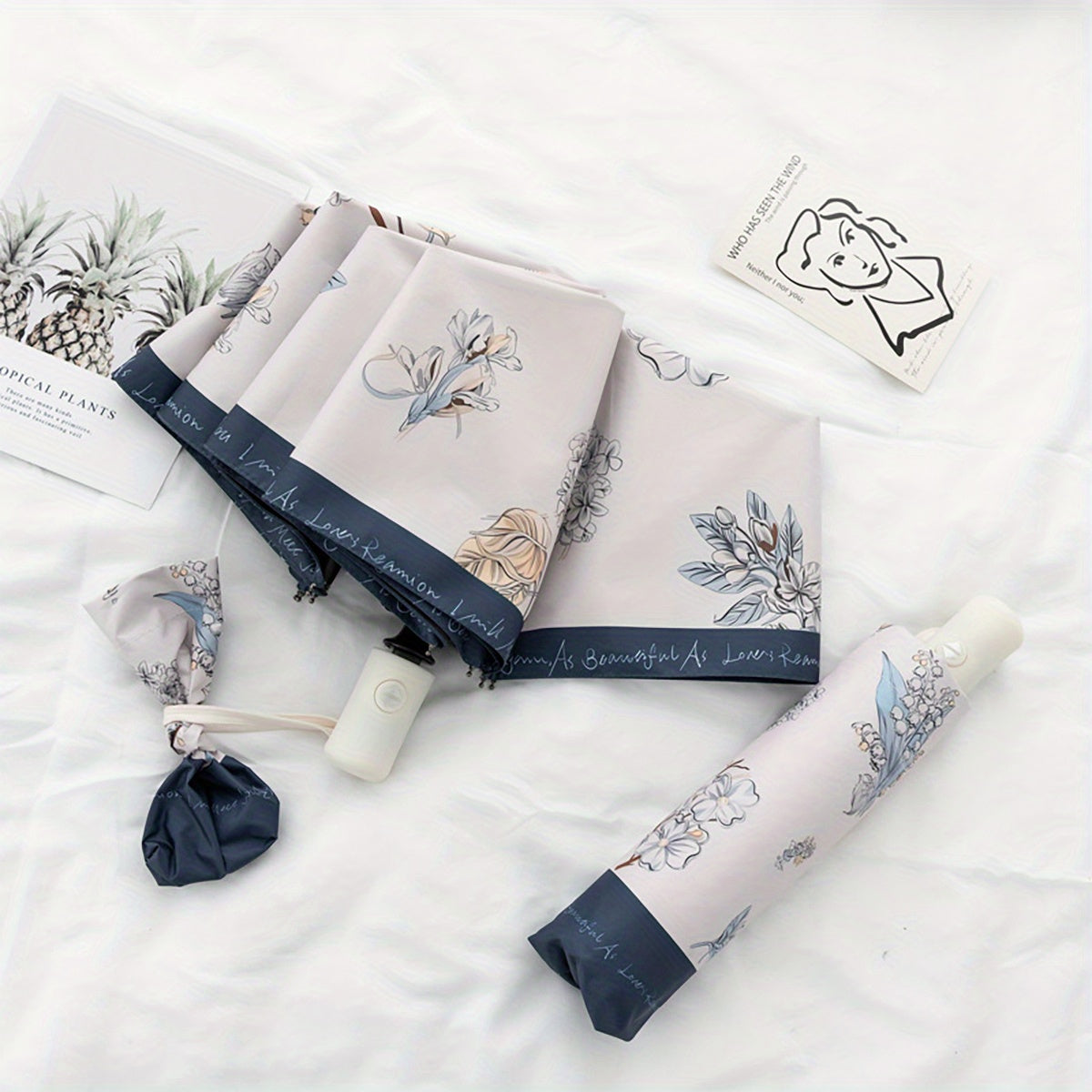 Lily Of The Valley Vinyl Auto Folding Umbrella Rain Or Shine Dual use