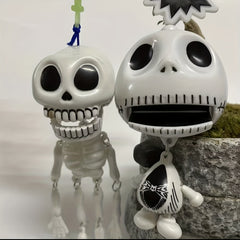 Funny Pull Cord Skeleton Key Chain Halloween Skeleton Pendant Party Decoration