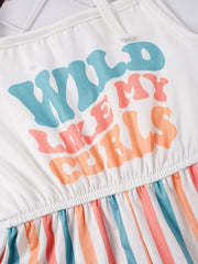 Toddler Girls WILD LIKE MY CURLS Stripe Cami Rompers