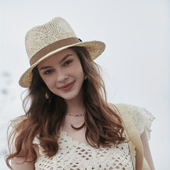 Hollow Out Sun Hat Straw Fedora Cap Beach Hats Women