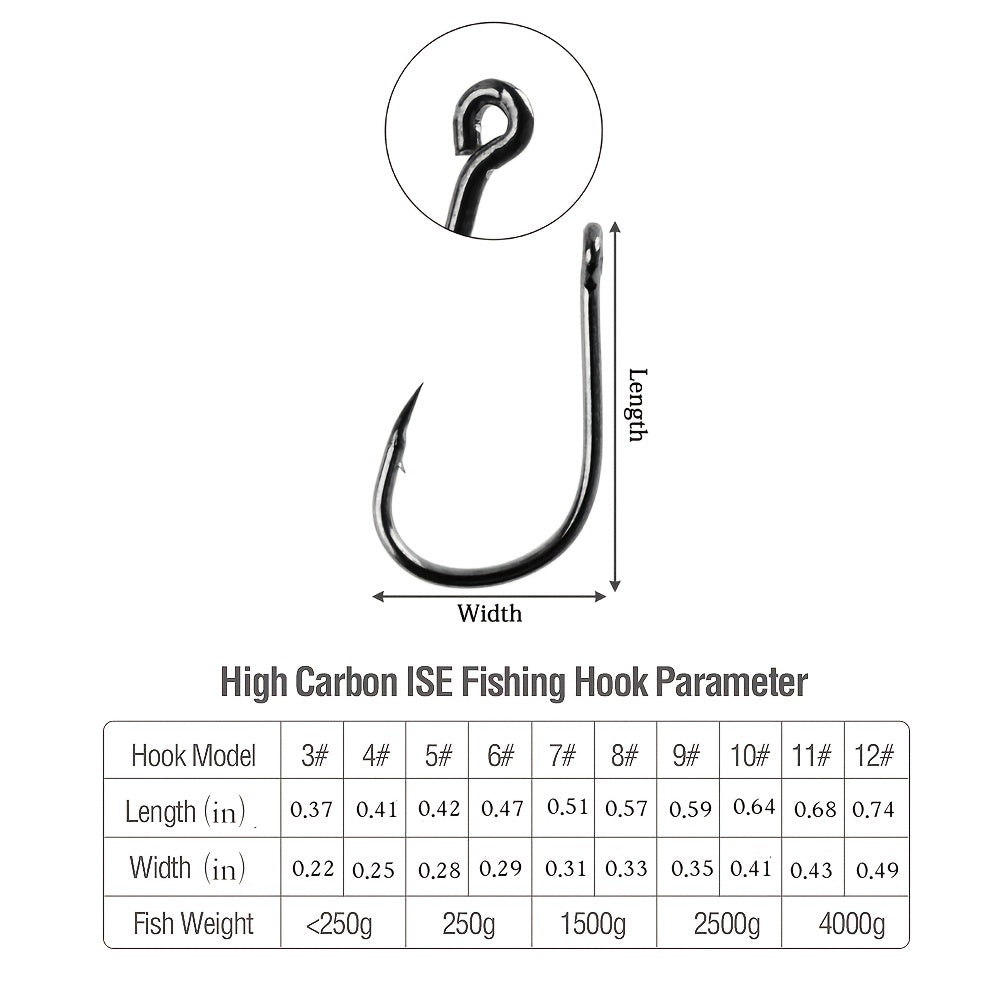 Fishing Hook Set High Carbon Steel Hooks with Stainless Steel Wire Sizes 6 12