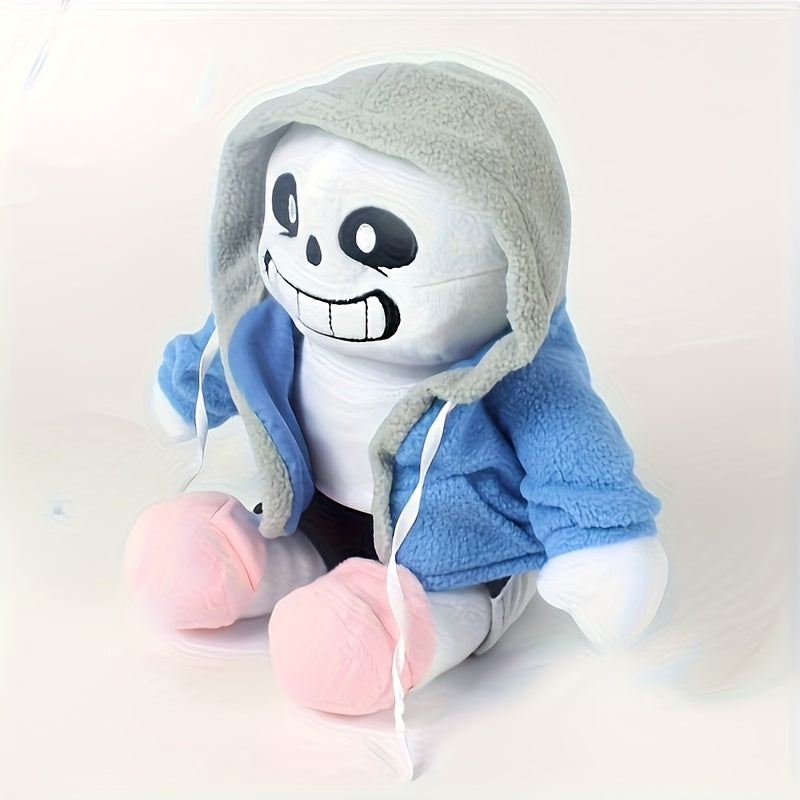 Skull Plush Toy: Soft Grey with Pink Accents Skeleton - Halloween Decor