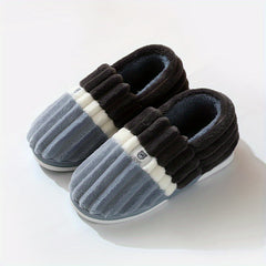 Colorblock Fluffy Slippers Warm Cozy Fuzzy Home Shoes