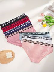 7 Pack Plus Size Sporty Panties Set Women's Plus Contrast Letter Tape