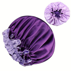 Solid Silk Satin Bonnet Elastic Night Cap for Women