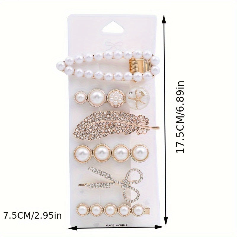 6pcs Fairy Faux Pearl Edge Hair Clip Hairpin Set