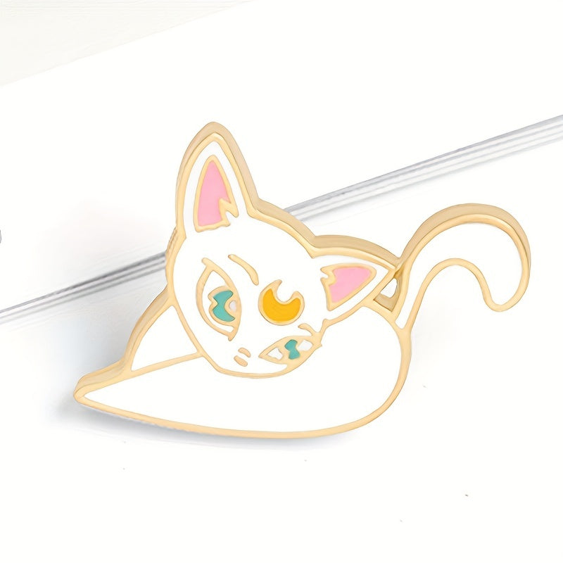 Cartoon Moon Cat Enamel Pin Brooch Clothing Jewelry