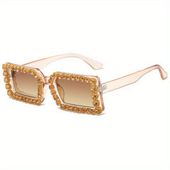 Y2K Rhinestone Rectangle Sunglasses for Women