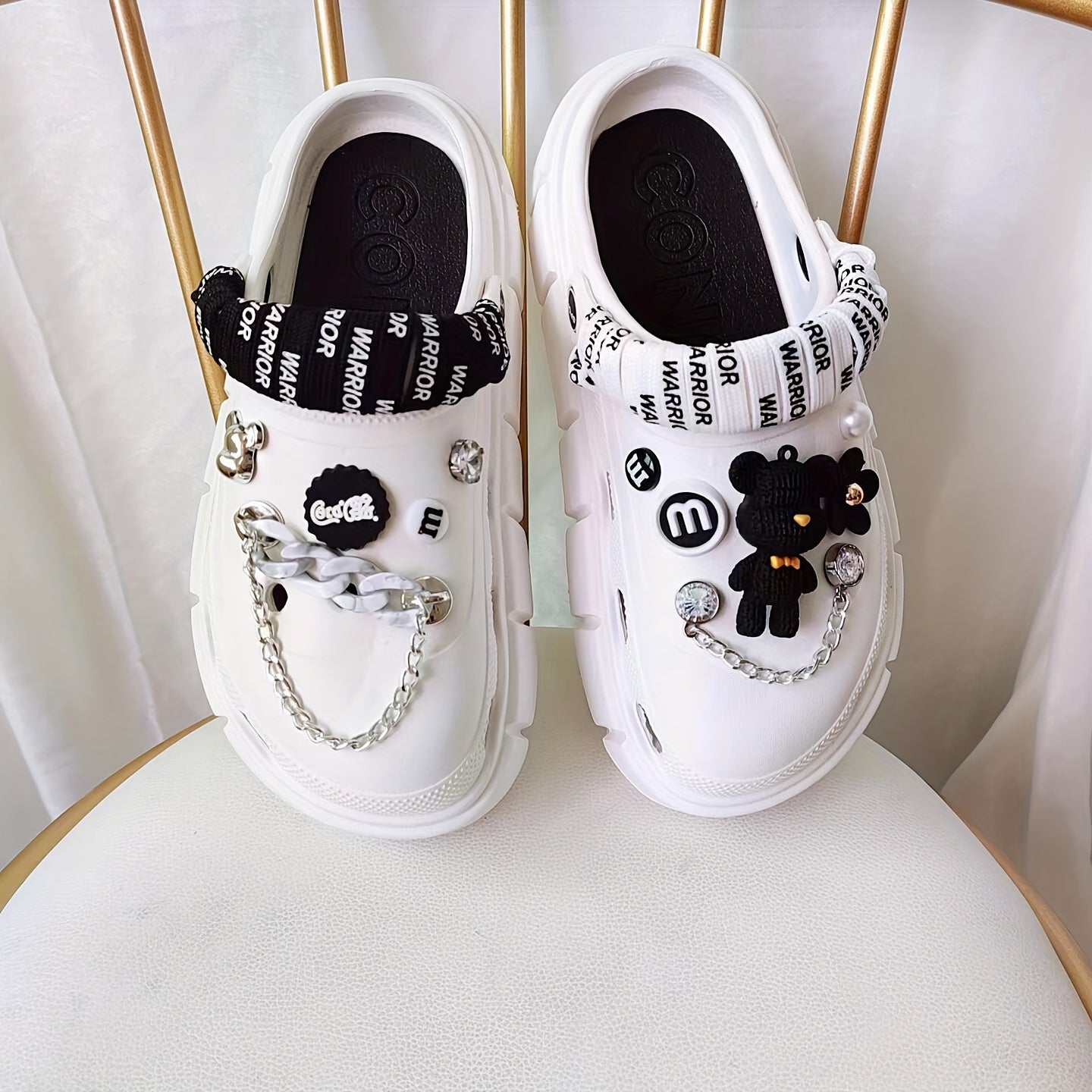 13pcs Violent Bear Silver Chain Flower Buckle Shoelaces Set