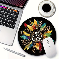 Leopard Sunflower Mouse Pad Round Laptop Game Office Anti Slip Waterproof