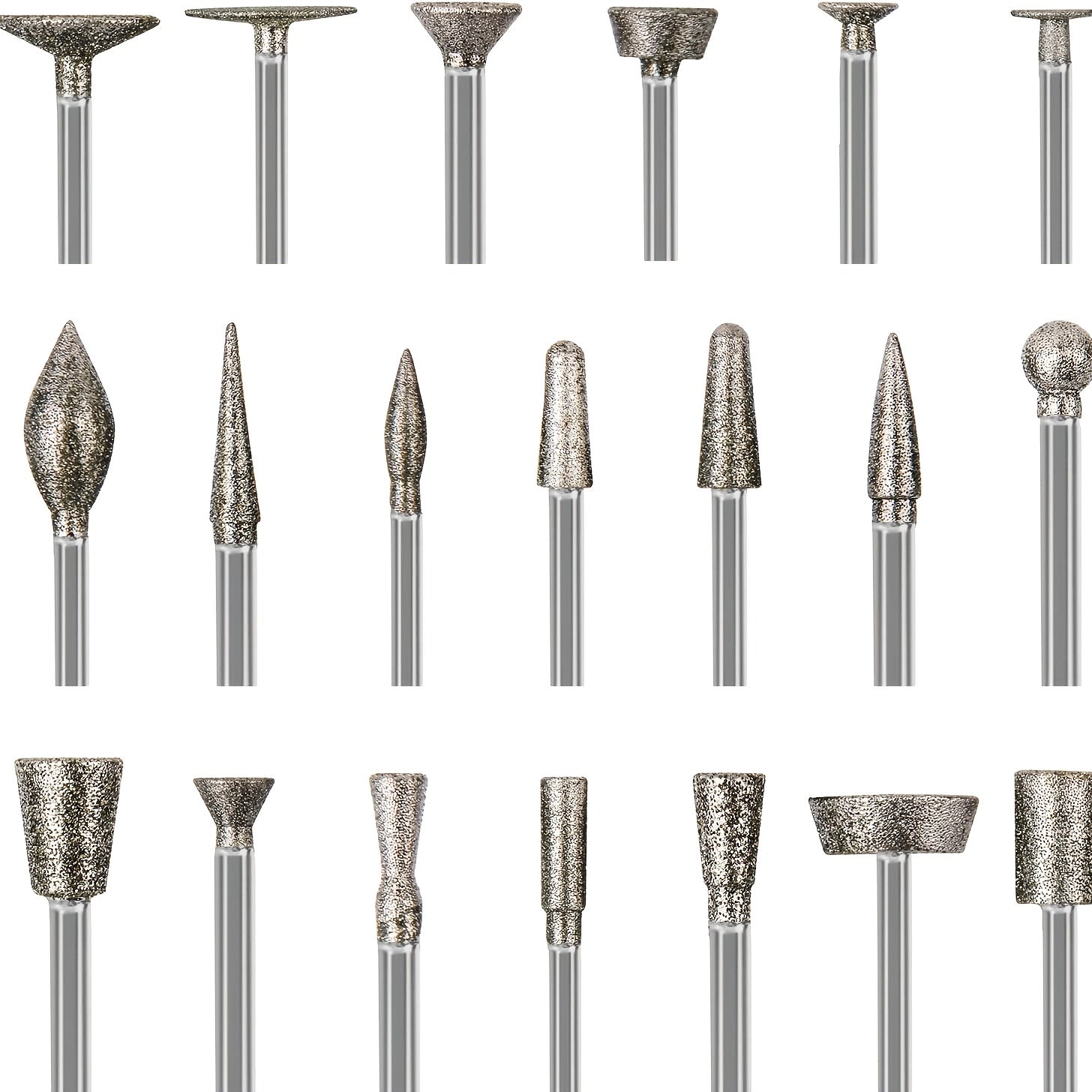 20Pcs 3.0 Diamond Grinding Burr Needle Point Engraving Carving Polishing Kit