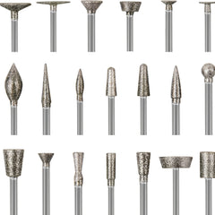 20Pcs 3.0 Diamond Grinding Burr Needle Point Engraving Carving Polishing Kit