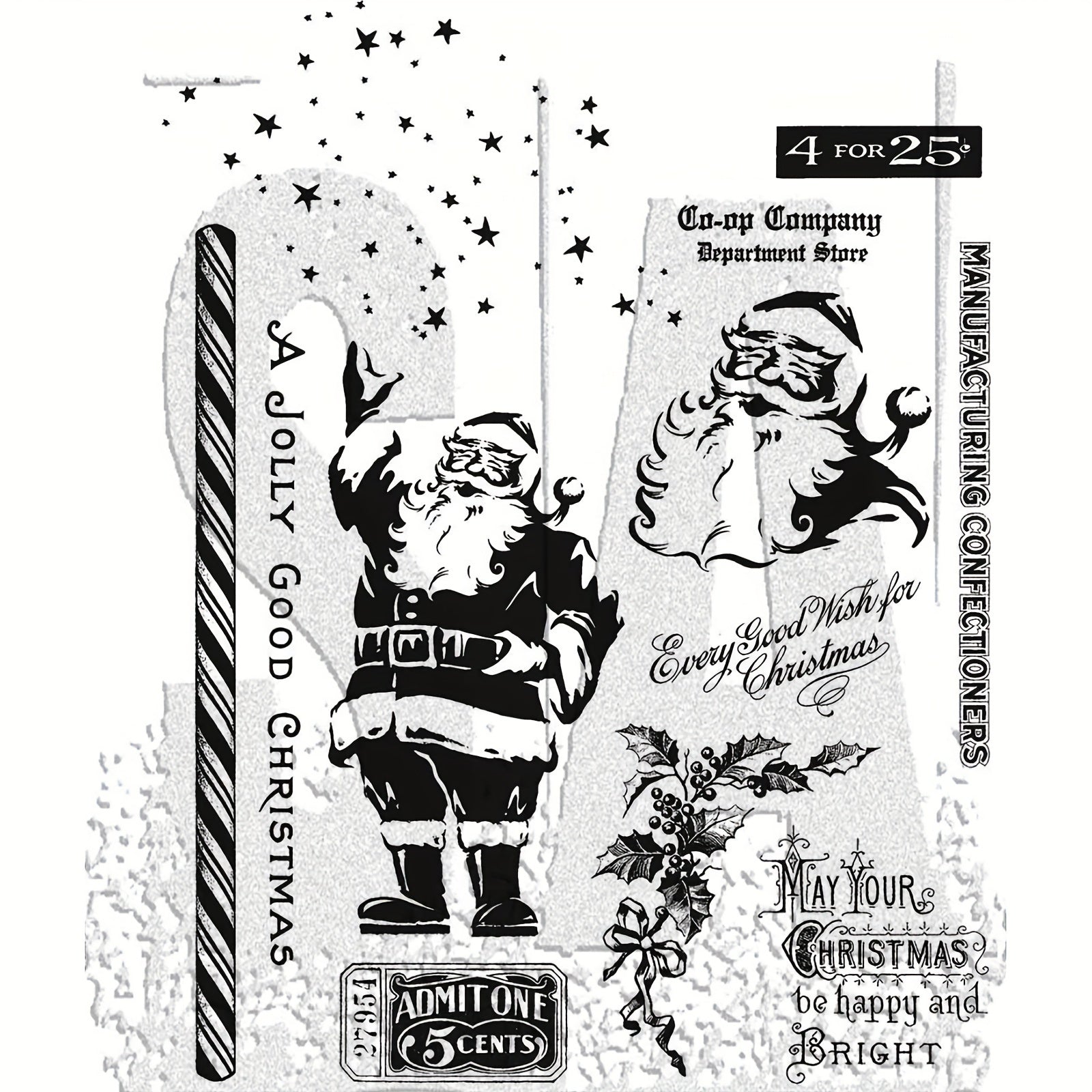 Christmas Santa Claus Stamp Set for Scrapbooking Paper Craft