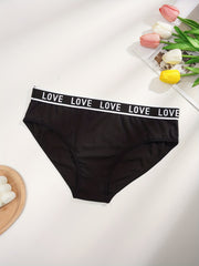 7 Pack Plus Size Sporty Panties Set Women's Plus Contrast Letter Tape