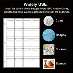 10pcs Coin Collection Pages Coin Binder Sleeves 20 Pockets