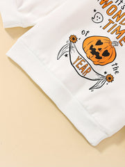 Baby's Halloween Letter Pumpkin Print Pullover Top