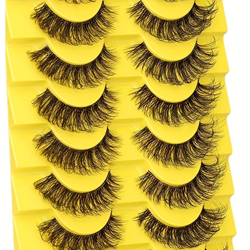 10 Pairs Fluffy 3D Natural Volume Curly False Eyelashes for Party Daily Use