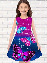 Girls Butterfly Sleeveless Dress for Summer