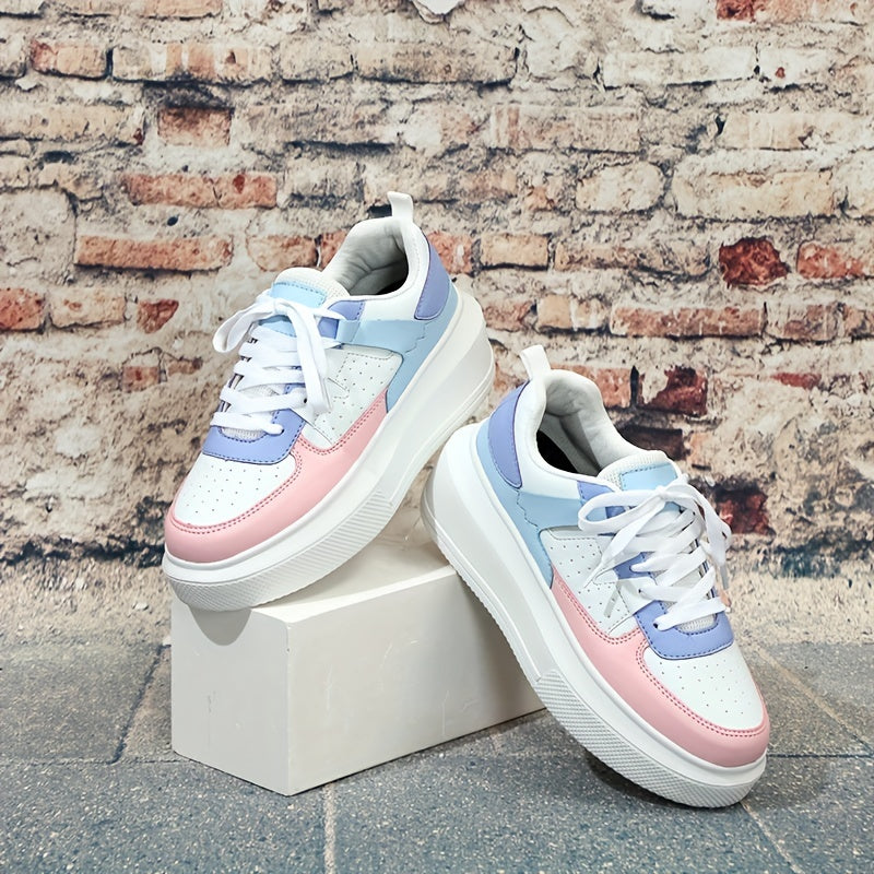 Women's Breathable Platform Sneakers Lace Up Running Shoes