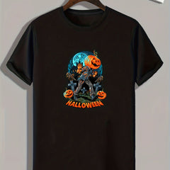 Halloween Pumpkin Man Pattern T shirt For Men Short Sleeve Top