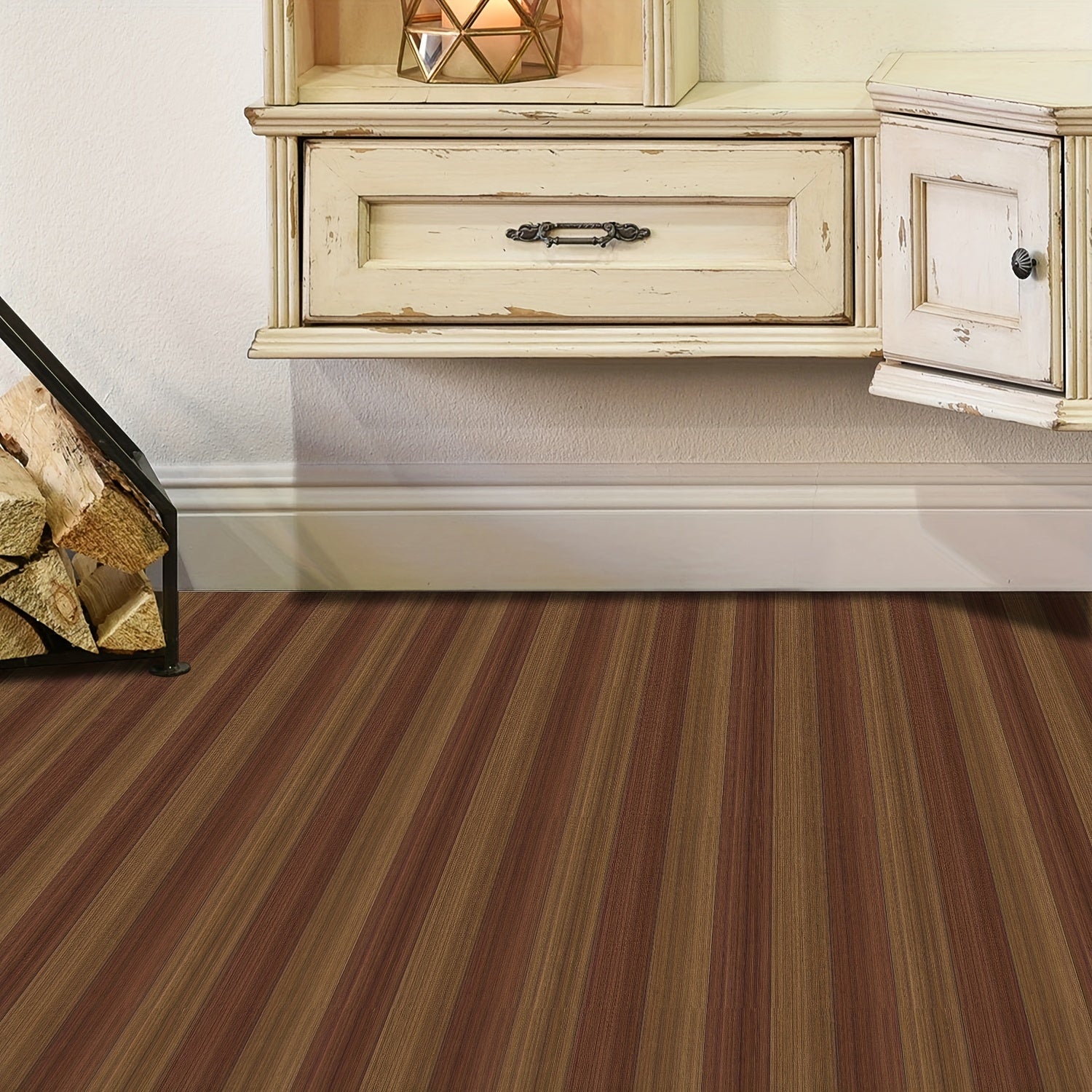 10 Brown Peel And Stick Floor Sticker DIY Flooring 0.7mm Kitchen Bathroom Decor