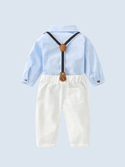 Baby Boys Gentleman Outfit Long Sleeve Bodysuit & Suspender Pants Set