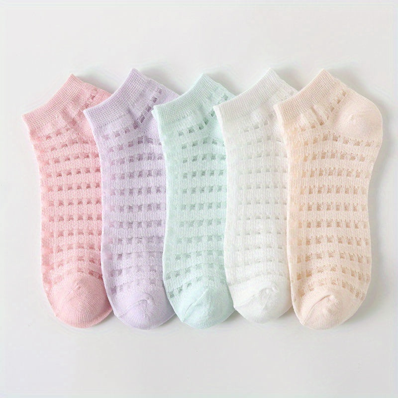 5 Pairs Mesh Low Cut Ankle Socks Women's Stockings