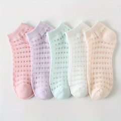 5 Pairs Mesh Low Cut Ankle Socks Women's Stockings