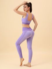 Striped Yoga Set Crop Tank Top & High Waist Pant Activewear