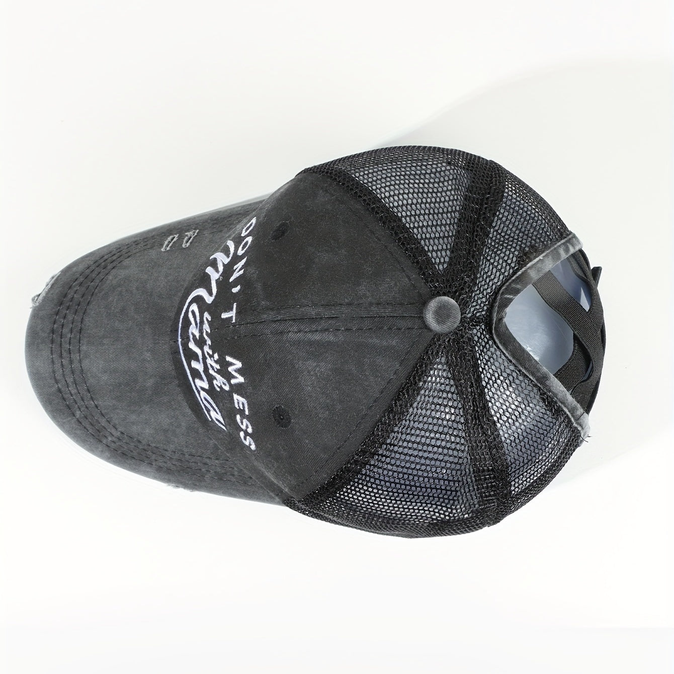 Don't Mess With Mom Ripped Ponytail Baseball Cap