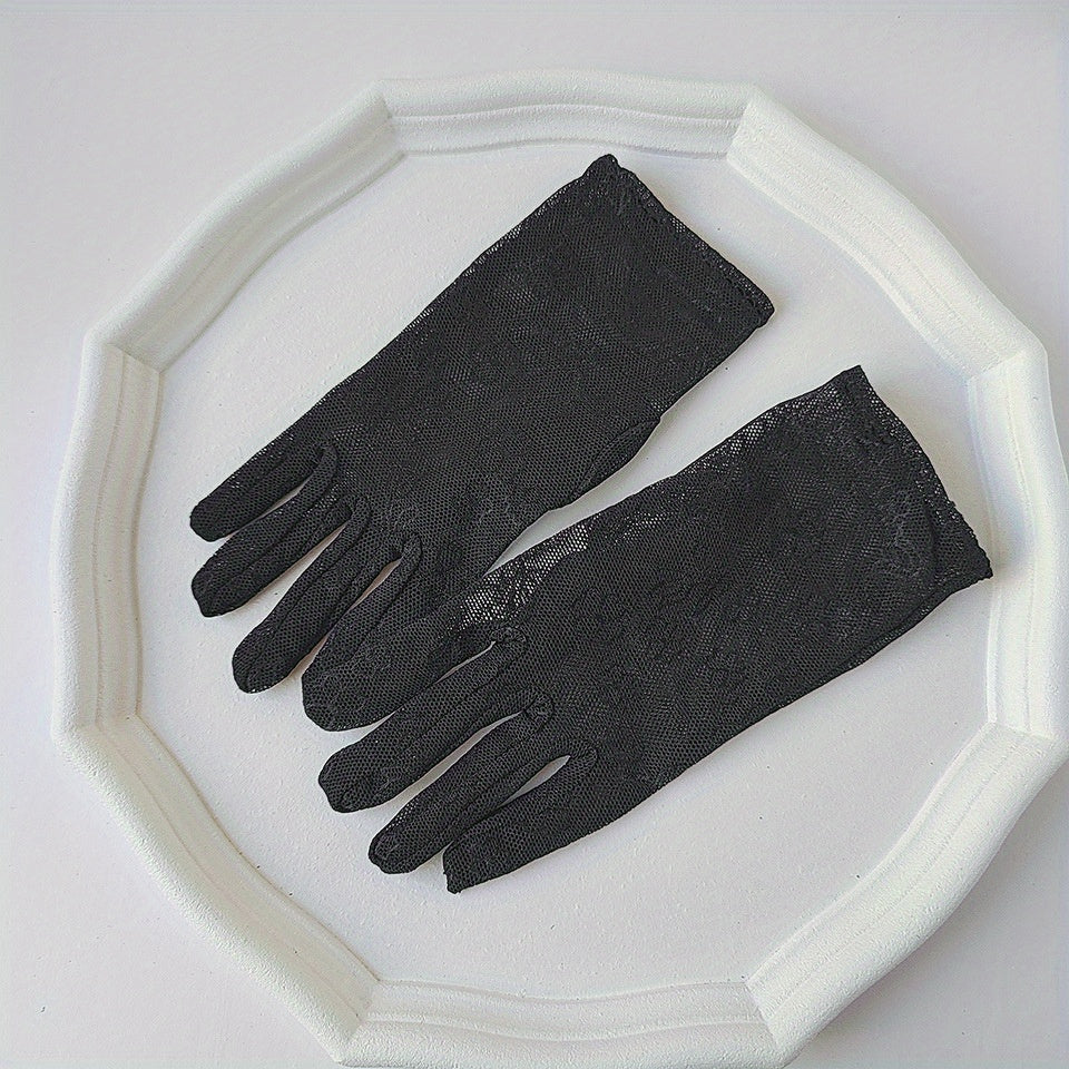 Lace Flower Gloves Elastic Thin Breathable Outdoor Driving Riding Gloves