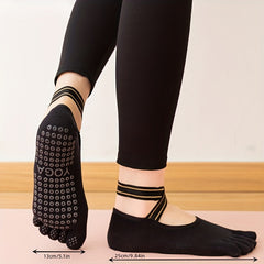 Five Finger Yoga Socks Cross Strap Split Toe Dance Socks Sports Floor Socks