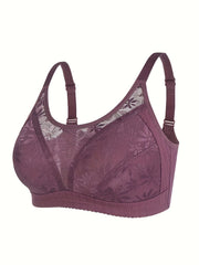 Wireless Lace Bra Full Coverage Comfortable Breathable Women's Lingerie