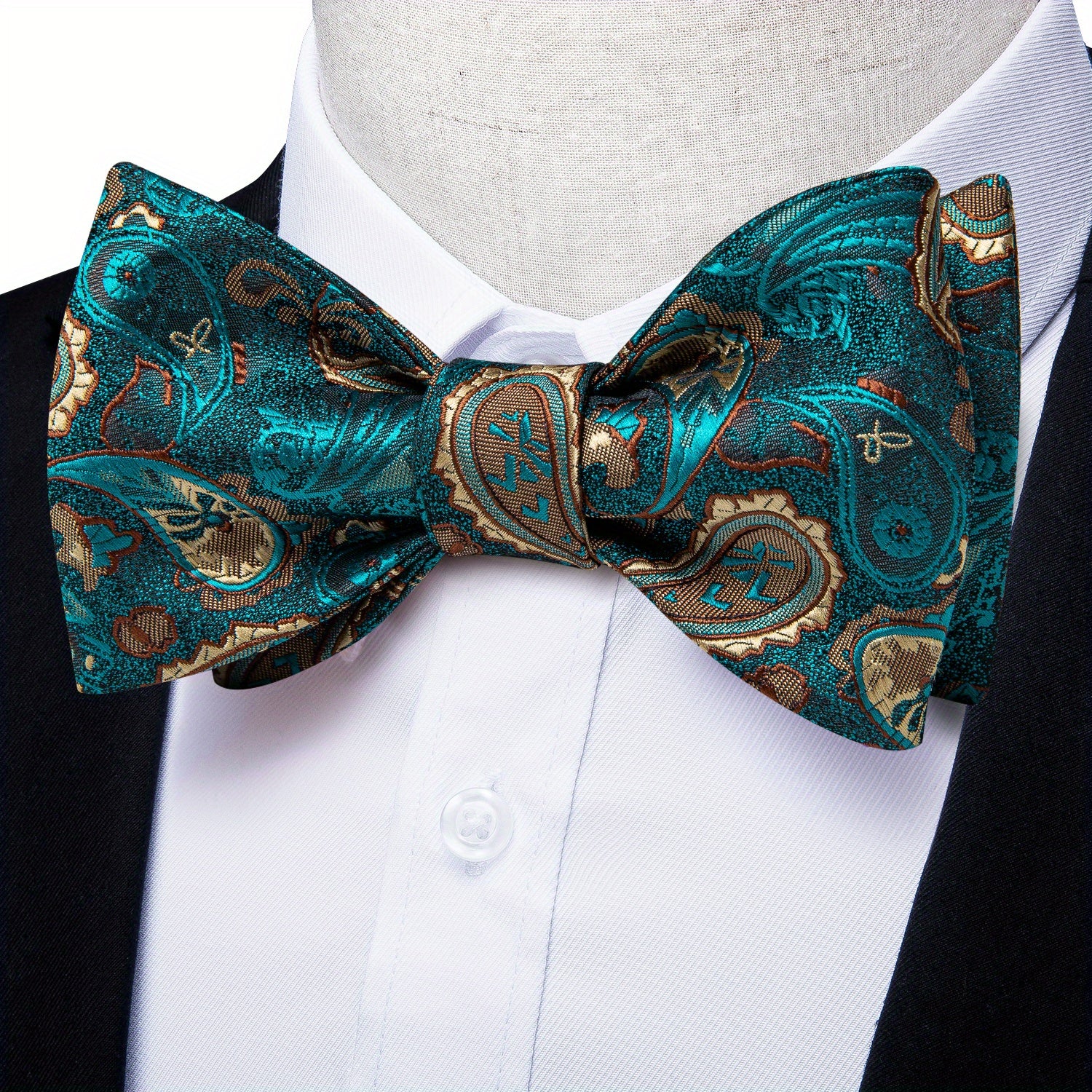Men's Silk Paisley Bow Tie Set for Wedding Formal Event
