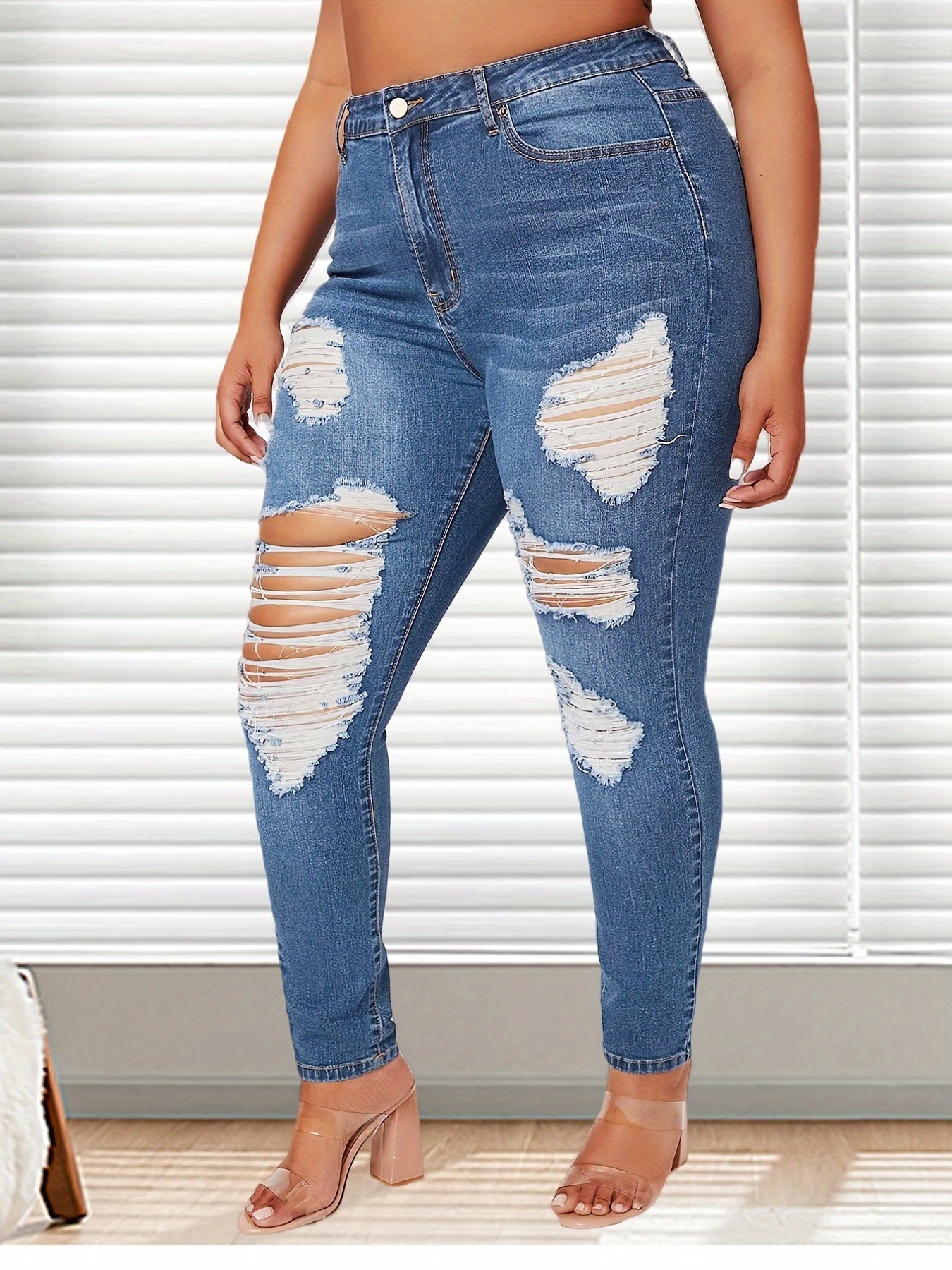 High Rise Skinny Denim Jeans Women's Plus High Stretch Casual Jeans