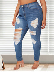 High Rise Skinny Denim Jeans Women's Plus High Stretch Casual Jeans