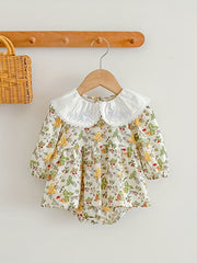 Puffy Sleeve Button Baby Girls Rompers Newborn Bodysuit