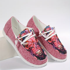 Women's Colorful Bull Print Low Top Walking Shoes Lightweight