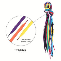 12 Pairs Replacement Flat Shoelaces for Sports Shoes Boots Sneakers Skates
