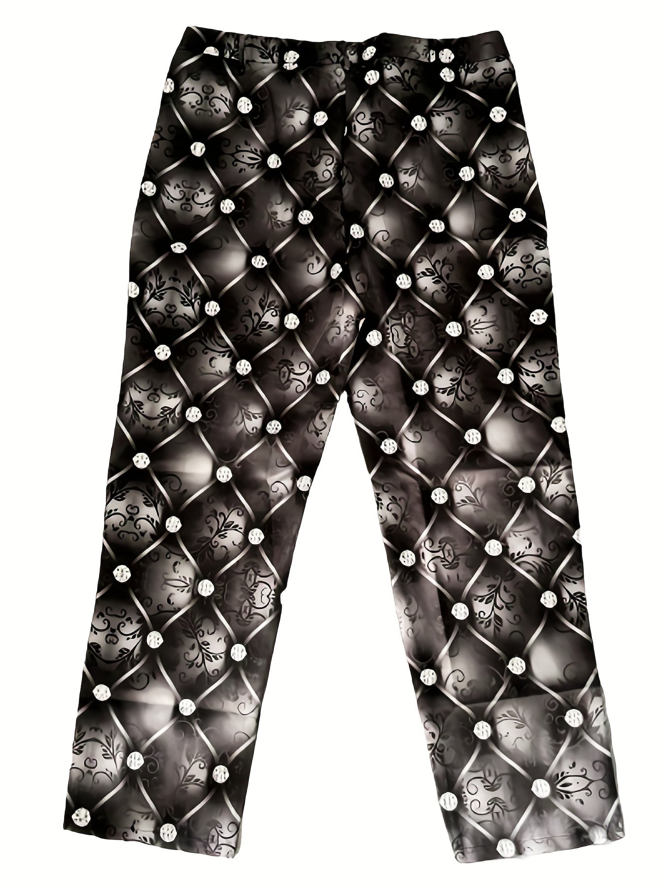 Geometric Print Slacks Men's Vintage Slightly Stretch Dress Pants