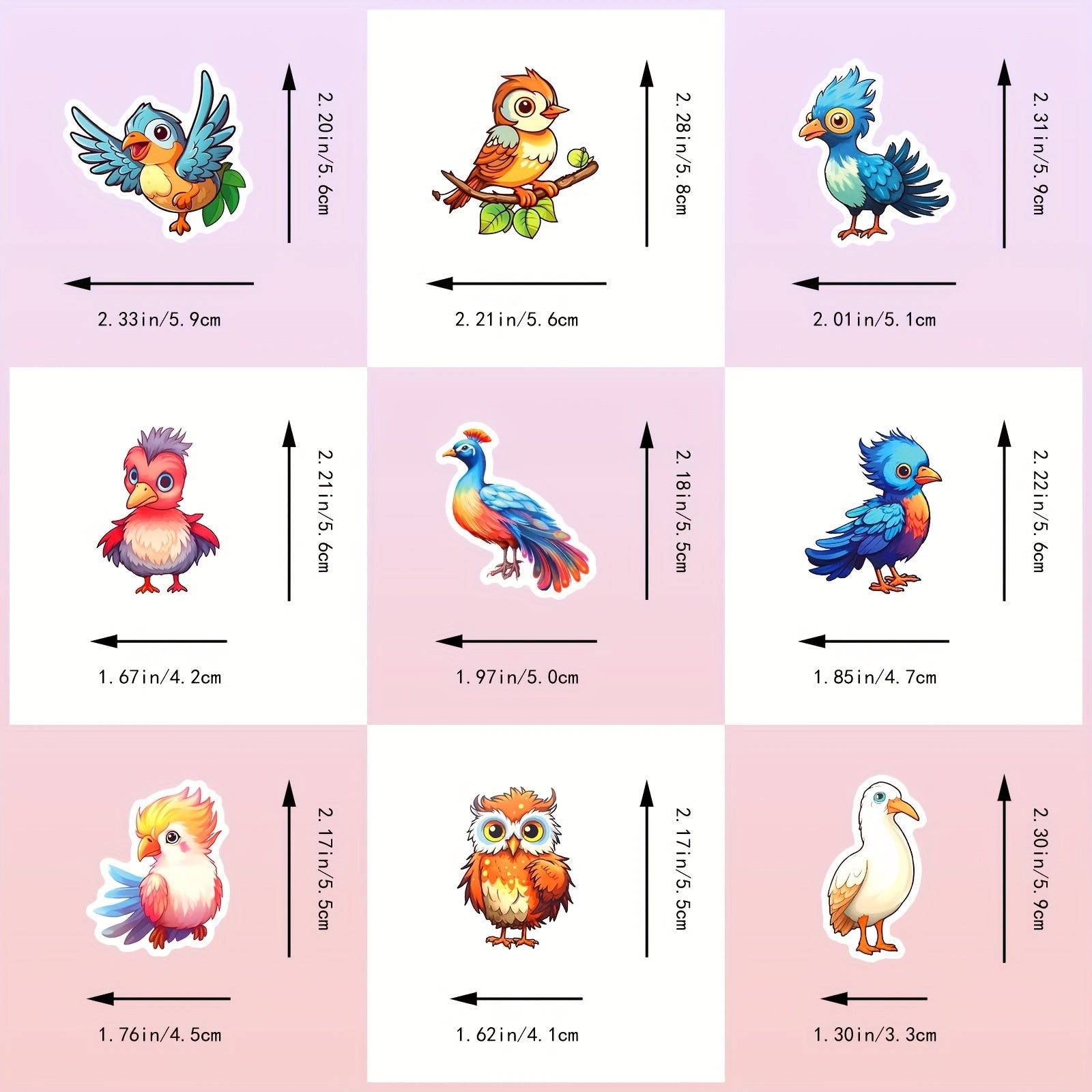50pcs Bird Words Sound Stickers Owl Parrot Cartoon Vinyl Waterproof Stickers