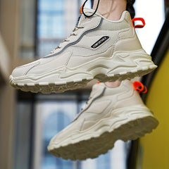 Men's Breathable Faux Leather Chunky Sneakers for Gym