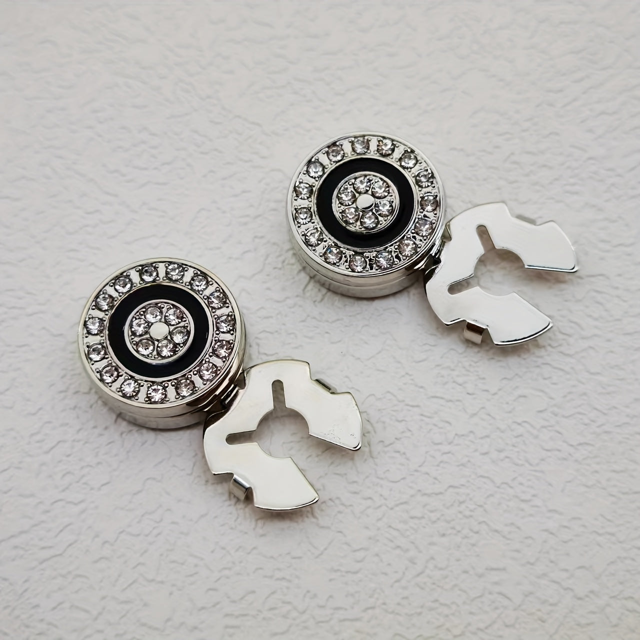 2pcs Rhinestone Button Covers Golden Tone for Men & Women