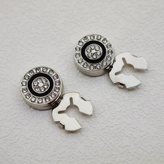 2pcs Rhinestone Button Covers Golden Tone for Men & Women